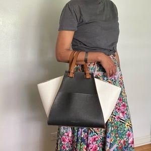 Divina Firenze Black/White/Brown Leather Bag